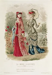 Fashion Plate Showing Hats and Dresses, illustration from 